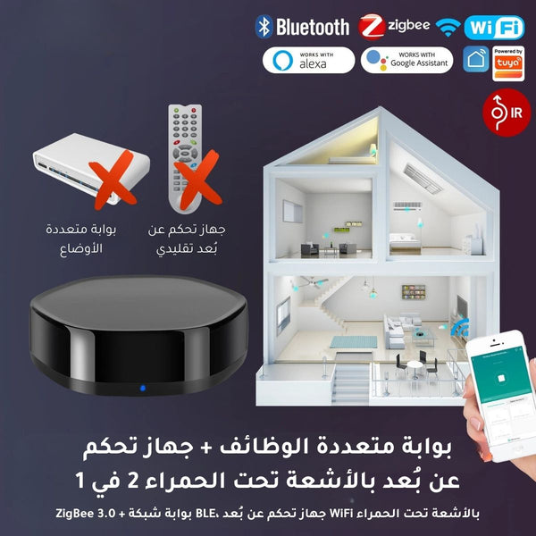 بوابة Tuya الذكية 2 في 1 – WiFi + ZigBee + تحكم IR شامل – متوافقة مع Alexa وGoogle Home