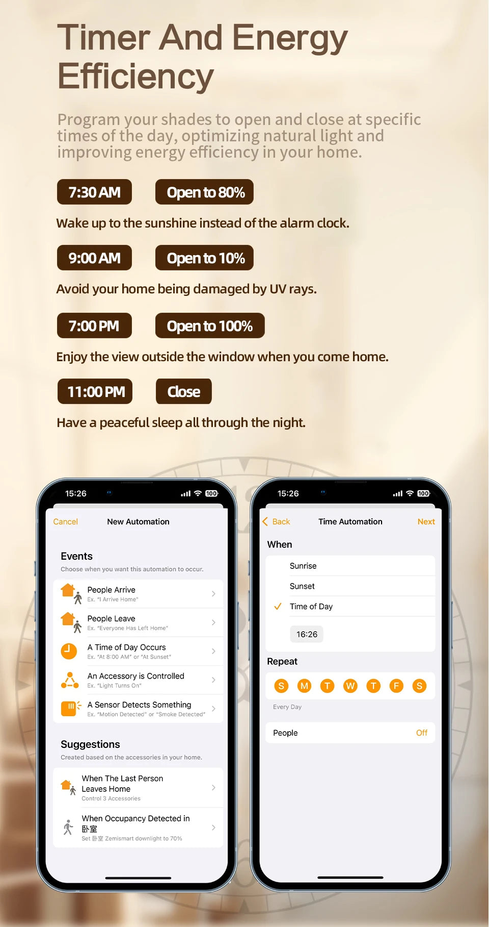 محرك ستائر ذكي بتقنية Matter وThread – بدون سير – متوافق مع أليكسا وقوقل هوم وSmartThings