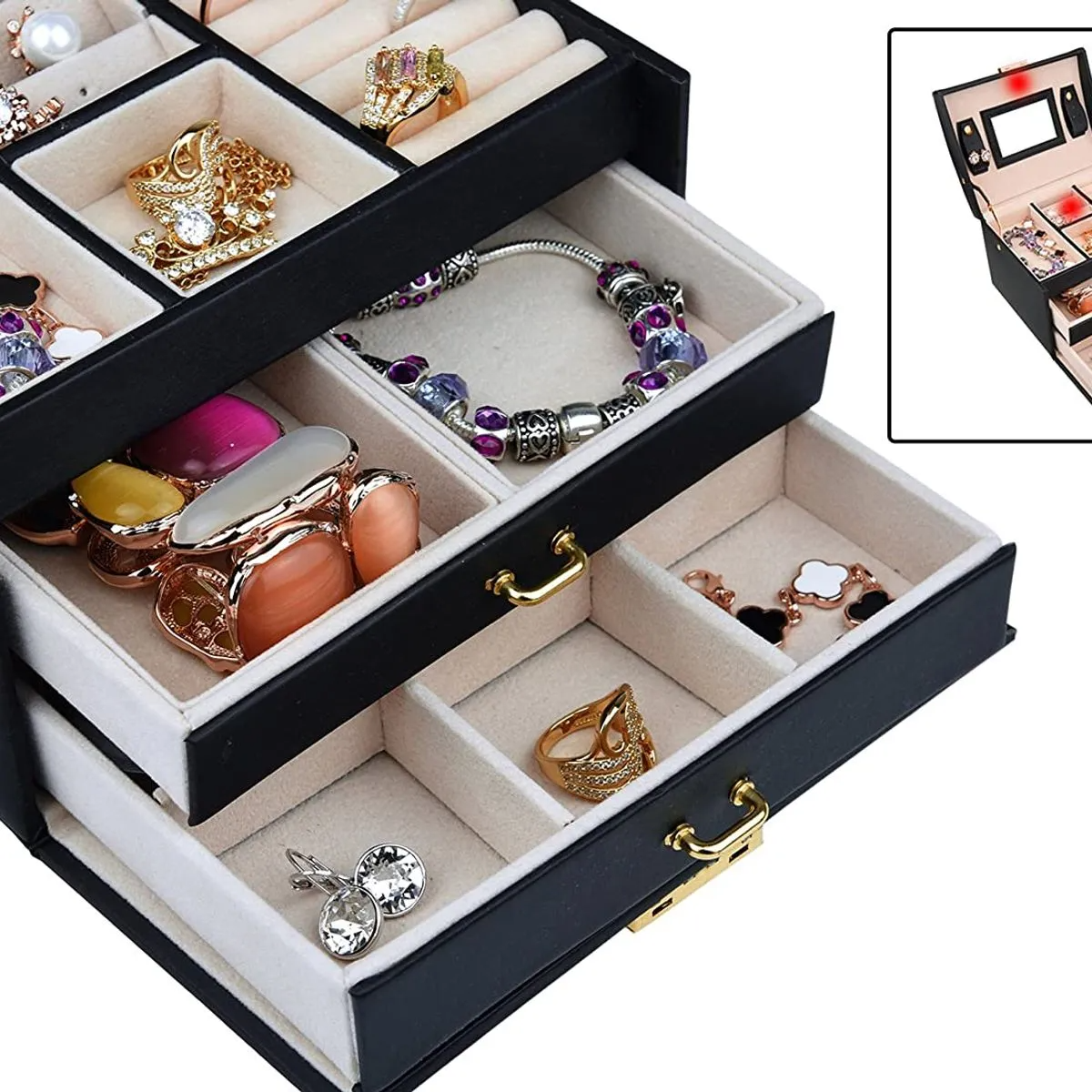 Jewelry Box Leather Earring Rings